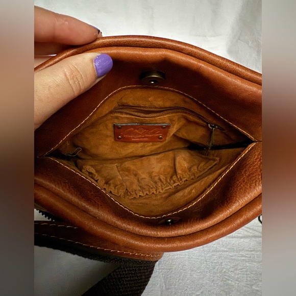 Patricia Nash Stamped Brown Leather Crossbody Purse - Picture 8 of 12